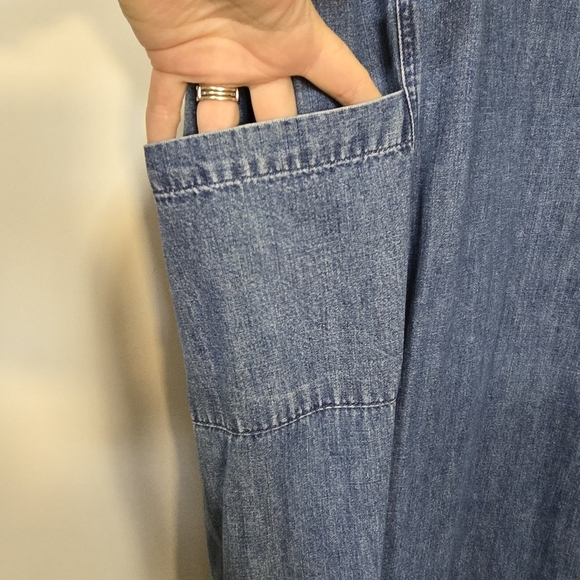 Vintage Blue Denim Jumper / Overall Maxi Dress | Size P (Petite) - Picture 7 of 7